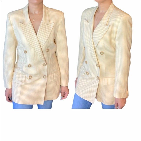 Vintage Evan Picone Check Double Breasted Blazer - Picture 3 of 13